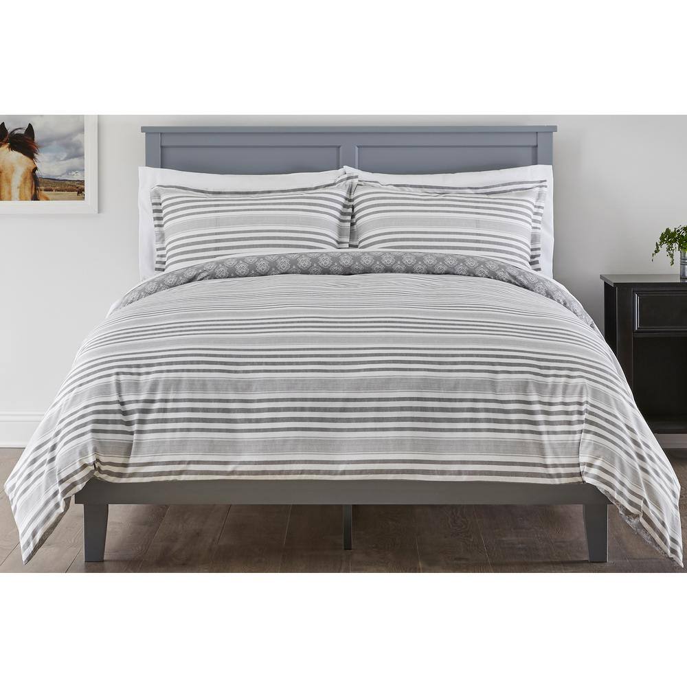 Stylewell Malcolm 3 Piece Stone Gray, Heather Grey Duvet Cover