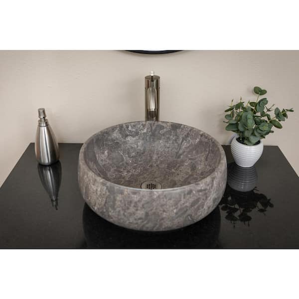 Polaris Sinks Stone Vessel Sink in Gray Limestone