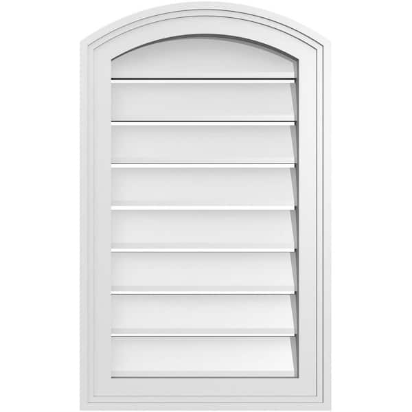 Ekena Millwork 16" x 24" Arch Top Surface Mount PVC Gable Vent: Non-Functional with Brickmould Frame