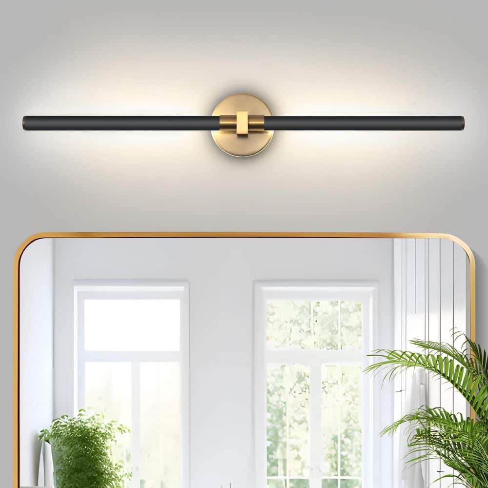 TinHon 32 in. Modern Black and Gold LED Vanity Light, 15W 4000K