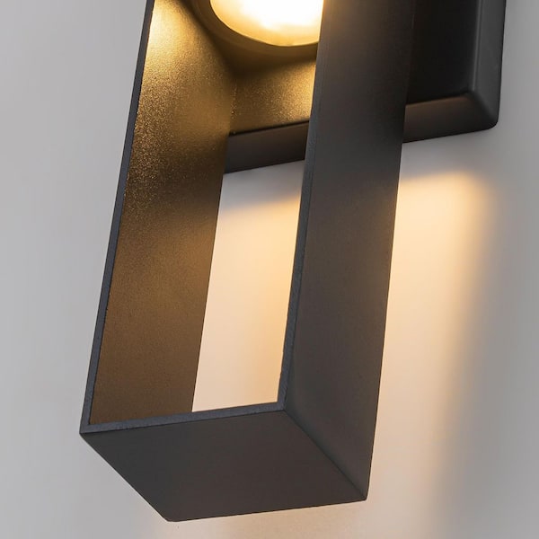 ZYZWMB 15.7 in. 2-Light Black Modern Integrated LED Lantern
