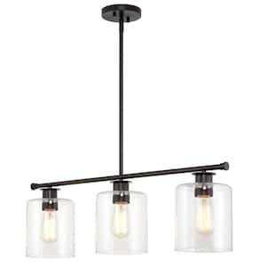 Sloane 60-Watt 3-Light Oil-Rubbed Bronze Farmhouse Island Pendant Light with Oil Rubbed Bronze Shade