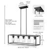 YANSUN 5-Light Dimmable Matte Black Linear Rectangle Chandelier Kitchen Island Pendant Light with Clear Glass Shade HA-IP01701EBL-1AP3