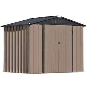 6 ft. W x 8 ft. D . Metal Outdoor Storage Sheds with Lockable Doors in Brown (48 sq. ft.)