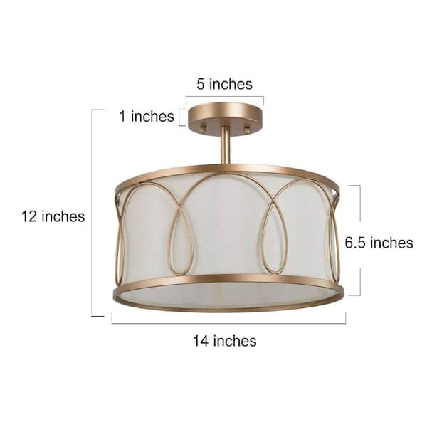 Uolfin Mid-Century Modern Bowl Ceiling Light 3-Light Coastal Brass Gold  Semi-Flush Mount Light with Seeded Glass Shade 628D7JZFUFR3679 - The Home  Depot