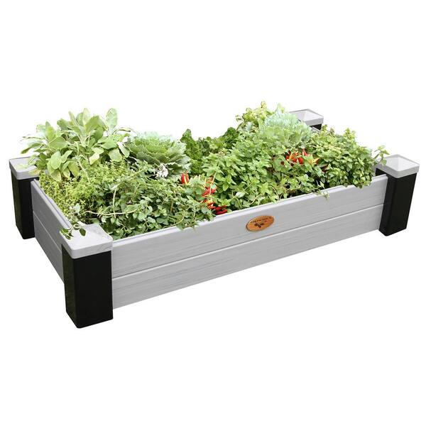 Gronomics 24 in. x 48 in. x 10 in. Maintenance Free Black and Gray Vinyl Raised Garden Bed