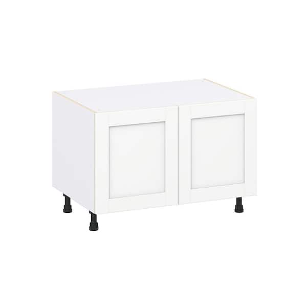 J COLLECTION Milton 36 in. W x 24 in. D x 34.5 in. H Assembled Shaker Apron Front Sink Base Kitchen Cabinet in Bright White