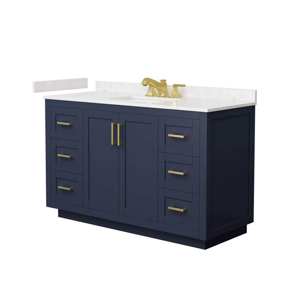 Miranda 54 in. Single Freestanding Dark Blue Bath Vanity with Carrara Cultured Marble Top Assembled price history on PriceWatchPro