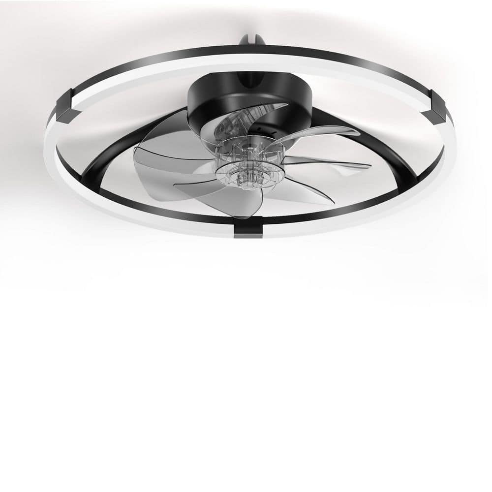 20 in. Black Removable Clear Flush Mount Ceiling Fan with Light Thin Integrated LED Dimmable 6-Speeds Remote Control price history on PriceWatchPro
