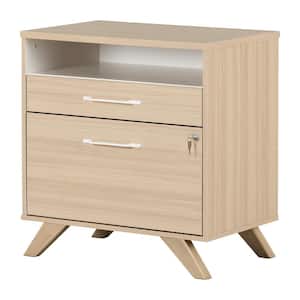 Helsy Soft Elm and White Decorative Lateral File Cabinet with 2-Drawers