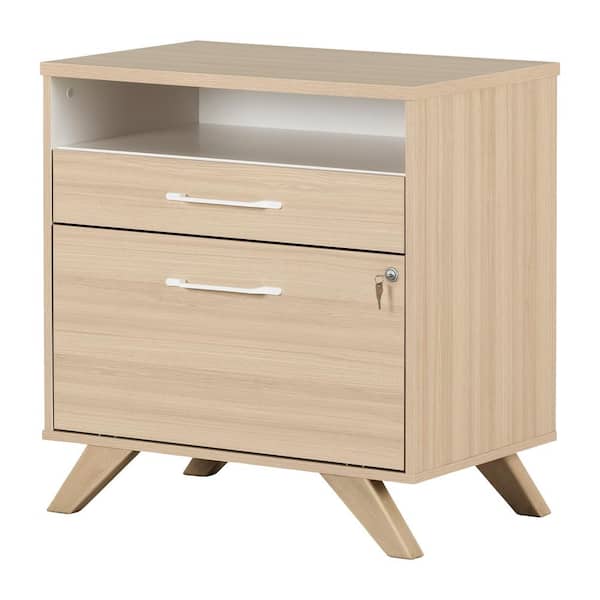 South Shore Helsy Soft Elm and White Decorative Lateral File Cabinet with 2-Drawers