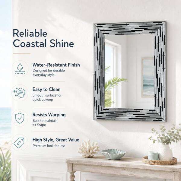 Deco Mirror 24 in. W x 30 in. H Rectangular Frameless Mosaic Tile