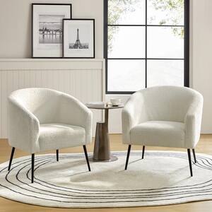 Gideon Ivory Modern Boucle Armchair with Metal Legs Set of 2
