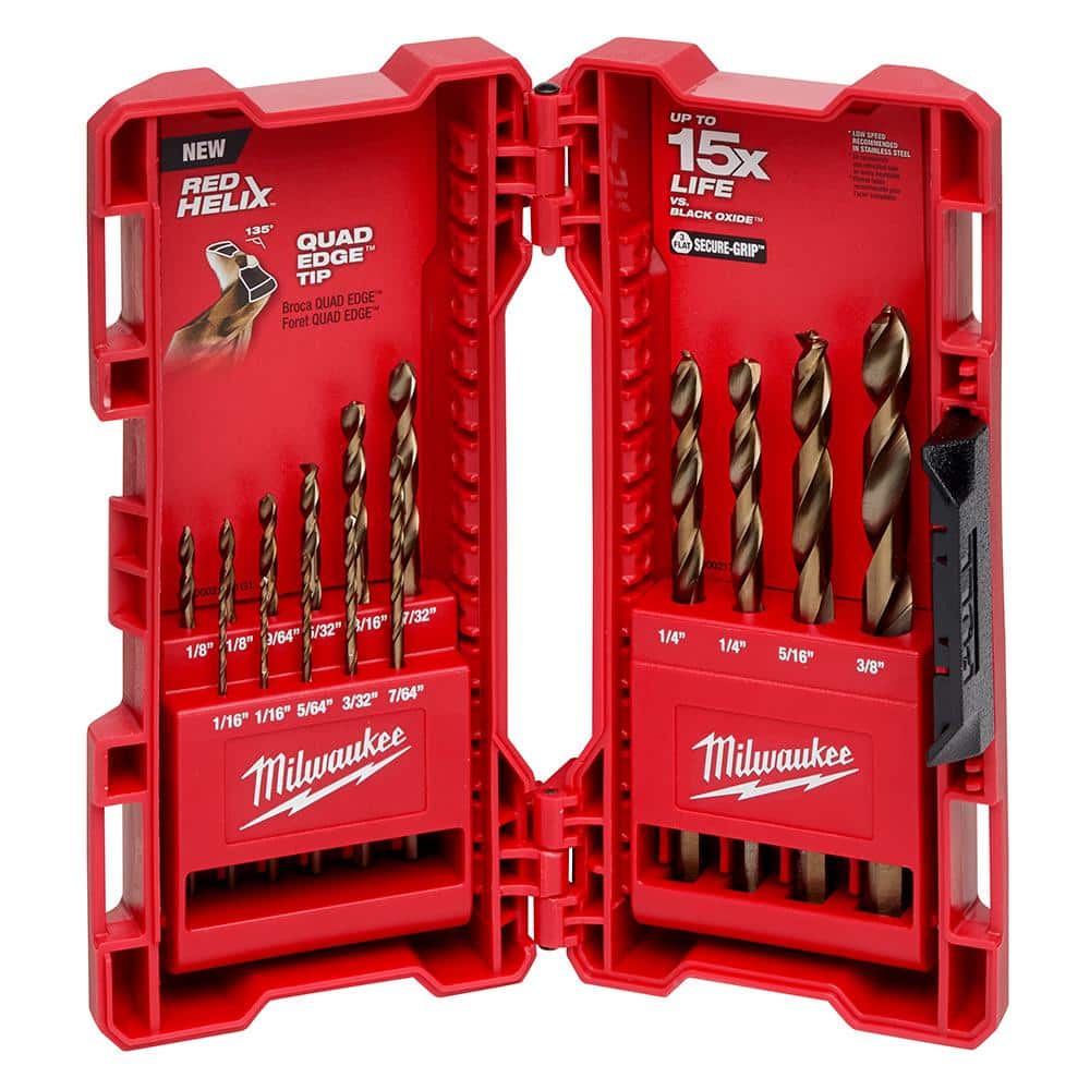 MILWAUKEE Cobalt Red Helix Twist Drill Bit 135 Degree Split Point Tip 1/16" Dia 
