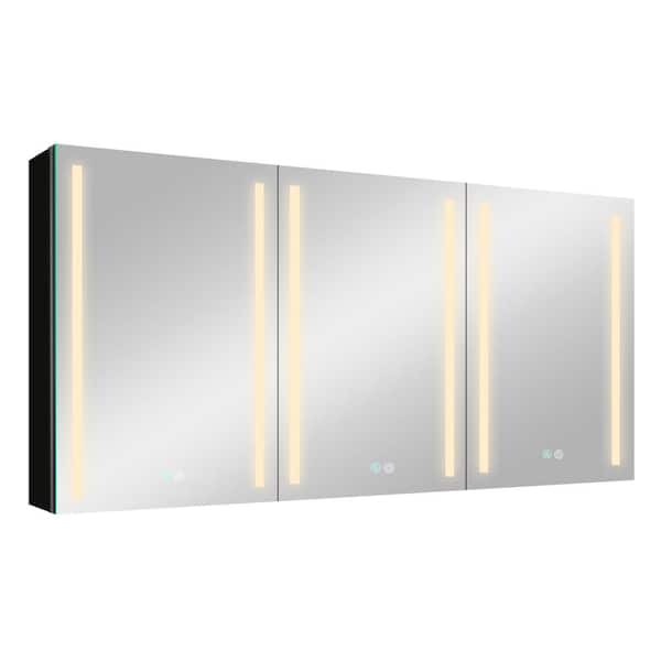Unbranded 60 in. W x 30 in. H Rectangular Bathroom Medicine Cabinet with Mirror, Recessed Medicine Cabinet with Mirror