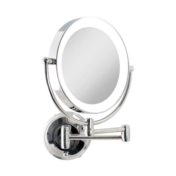 9 in. W x 14 in. H Round Frameless LED Lighted Wall Mounted Bathroom Vanity Mirror in Chrome