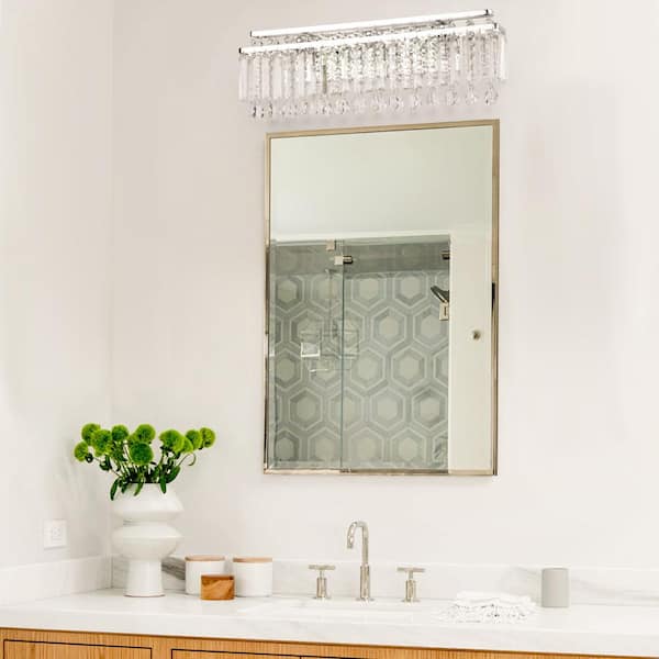 Indianapolis 22.5 in. 3-Light Wall Sconce with Clear Crystal Lampshade