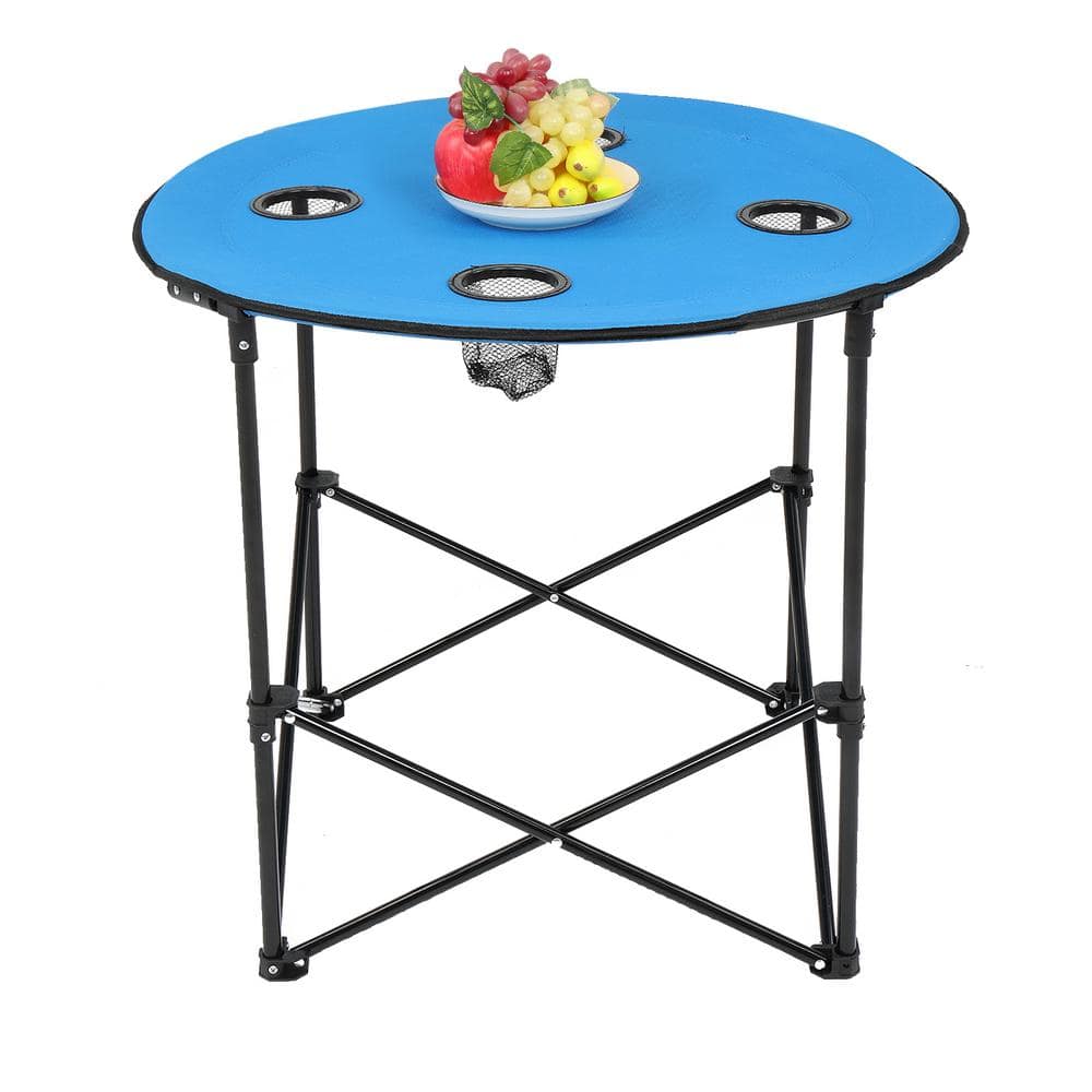 Winado 28 in. Round Metal Picnic Table with Oxford Cloth Outdoor