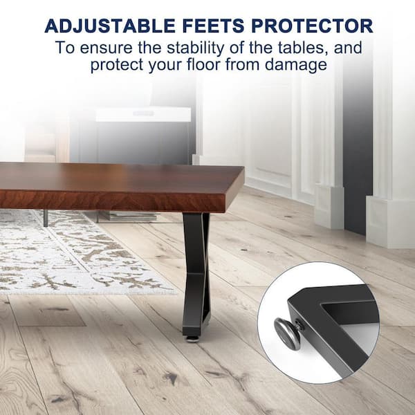 Angel Sar 11.8 in. L x 16 in. H Black Metal Z-Shape Table Legs for
