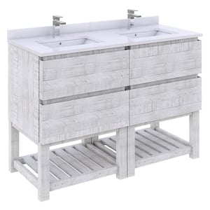 Formosa 48 in. W x 20 in. D x 35 in. H Bath Vanity in Rustic White with White Vanity Top with White Double Sink