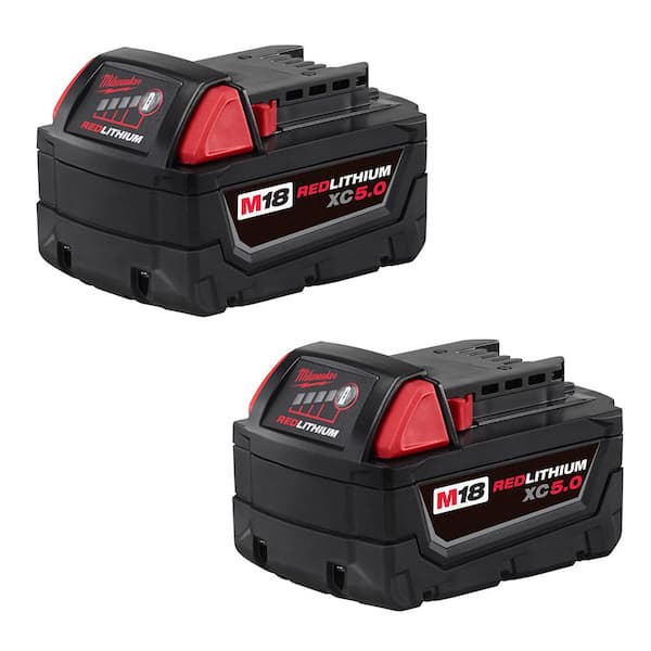 Milwaukee M18 18 Volt Lithium Ion XC Extended Capacity 5.0 Ah Battery Pack 2 Pack 48 11 1852 The Home Depot