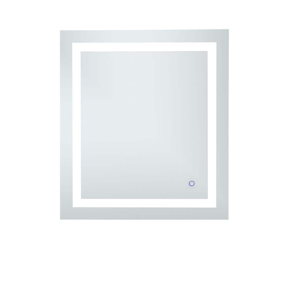 Polished Nickel Rectangular LED Light Bathroom Vanity Mirror