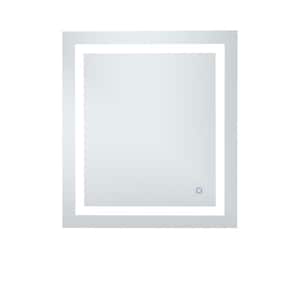 Timeless 27 in. W x 30 in. H Framed Rectangular LED Light Bathroom Vanity Mirror in Silver