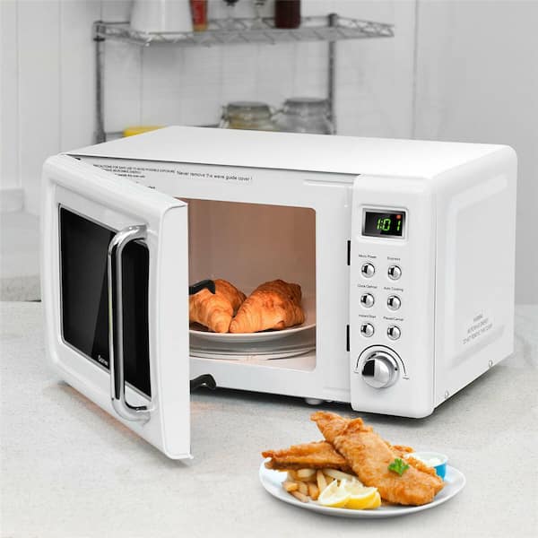 Amway - みゆ⭐︎ Costway Retro 0.7 cu. ft. Countertop Microwave in White with