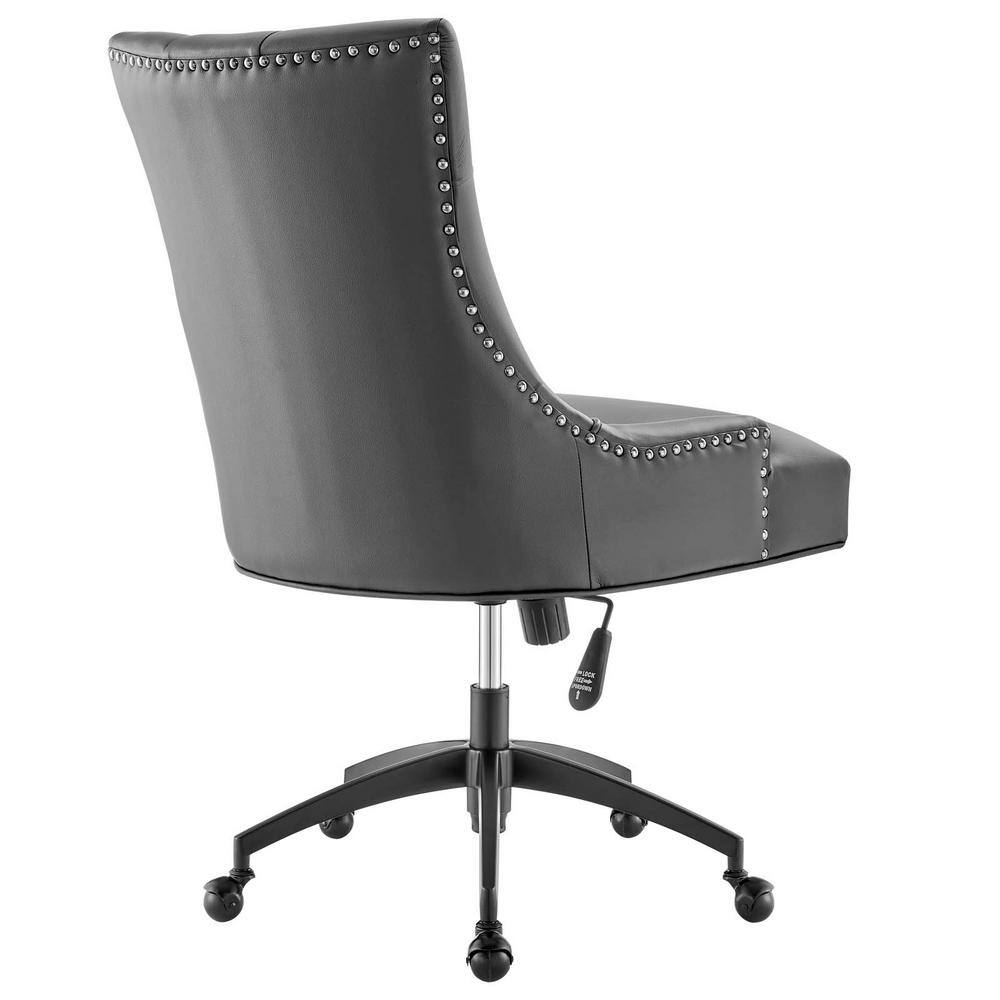 Gray Vegan Leather Tufted Swivel Office Chair