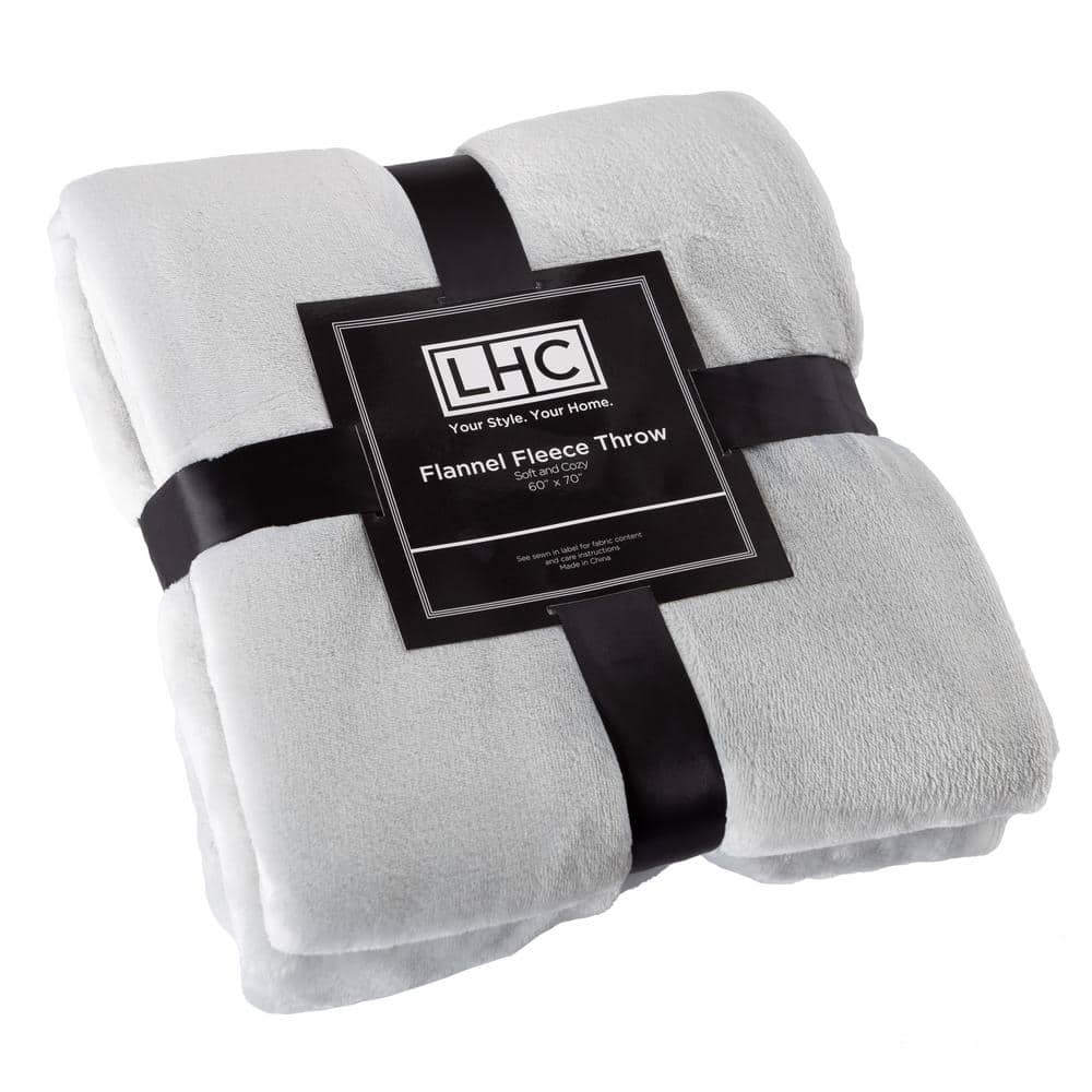 Gray Oversized Plush Microfiber Fleece Throw Blanket