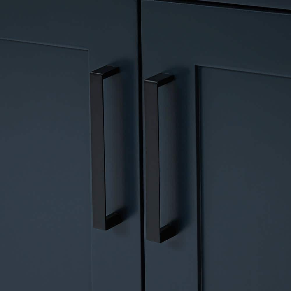 Midnight Blue Hardwood Single Freestanding Vanity Cabinet