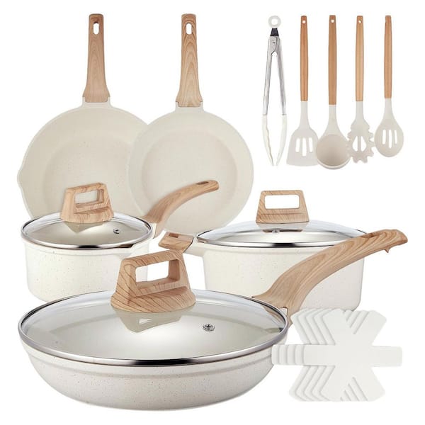 18 Piece Nonstick Ceramic Cookware Set Induction Compatible Die Cast Aluminum Pots and Pans for Kitchen Cooking