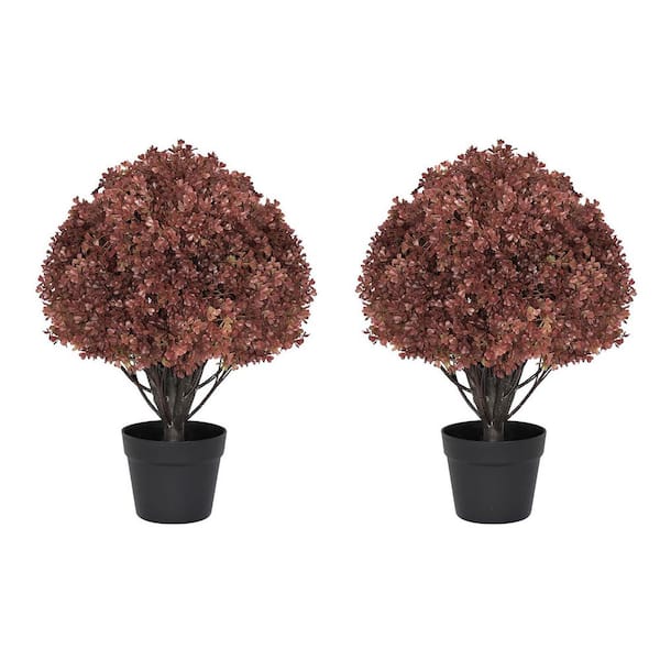 2 ft. Artificial Fake Autumn Fall Decor Boxwood Fall Topiary Ball Tree (2-Pack)