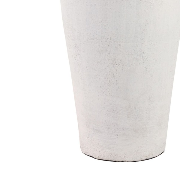 39 in. Ivory Ceramic Amphora Decorative Vase With Handles