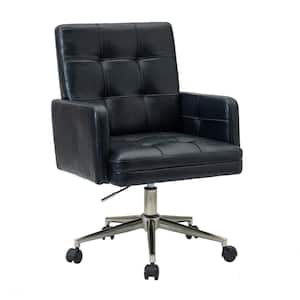 Josua Mid-century Modern Industrial Style Navy Button-tufted Height-adjustable Swivel Task Chair for Home and Office