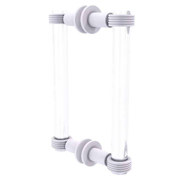 Allied Brass Clearview 8 in. Back to Back Shower Door Pull with Groovy Accents in Matte White