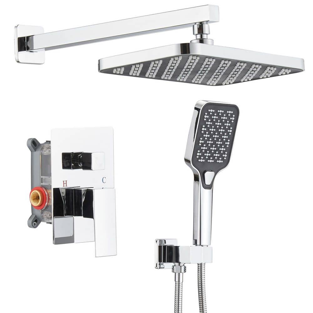 Single Handle 3-Spray Wall Mount Shower Faucet 1.8 GPM with Pressure Balance Valve Brass Shower System Polished Chrome price history on PriceWatchPro