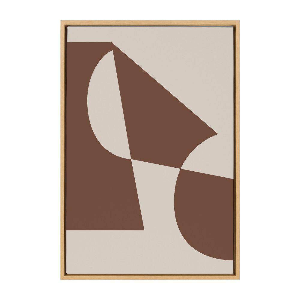 Brown and Beige Abstract Canvas Wall Art with Natural Frame, 23x33