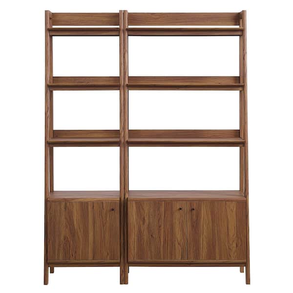 Bixby 71 in. Tall Wood Grain Bookcase Display Cases in Walnut (Set of 2)