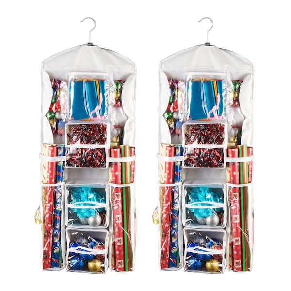 Deluxe Double Sided Hanging Gift Wrap and Bag Organizer Combo