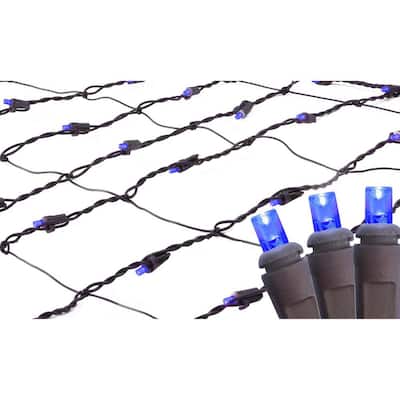2 ft. x 8 ft. Blue LED Net Style Tree Trunk Wrap Christmas Lights with Brown Wire