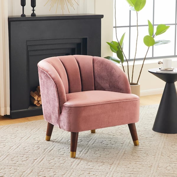 Noble House Heras New Velvet Blush Modern Barrel Club Chair