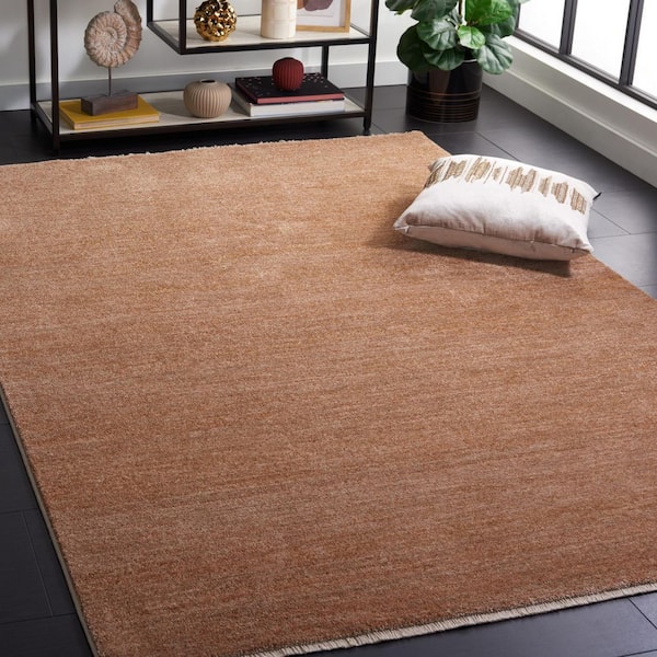 Lasa 4 ft. x 4 ft. Rust/Copper Marle Striped Square Area Rug