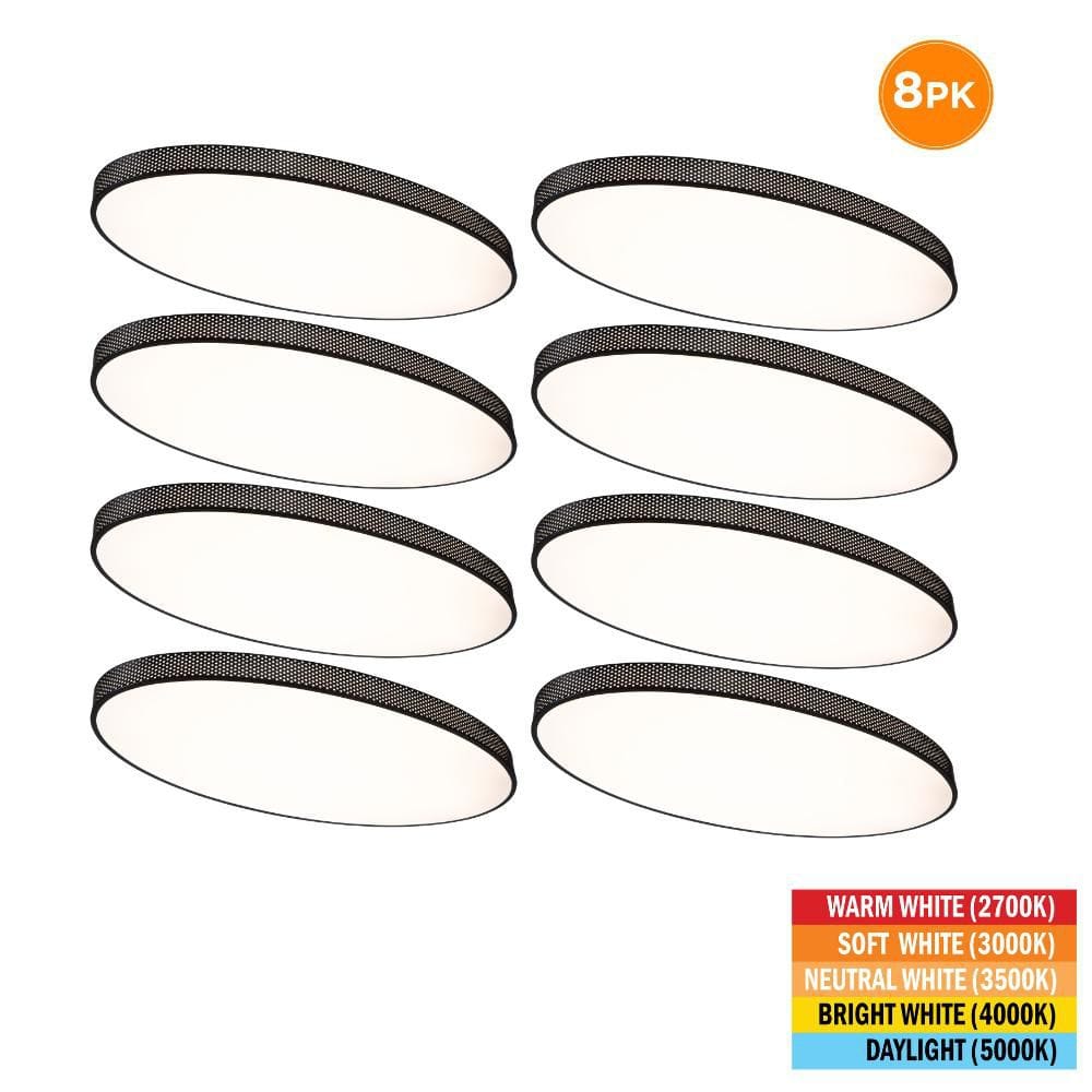 8-Pack 32 in. x 18 in. Matte Black Perforated Designed Oval LED Flush Mount Ceiling Light 2700K 3000K 3500K 4000K 5000K price history on PriceWatchPro