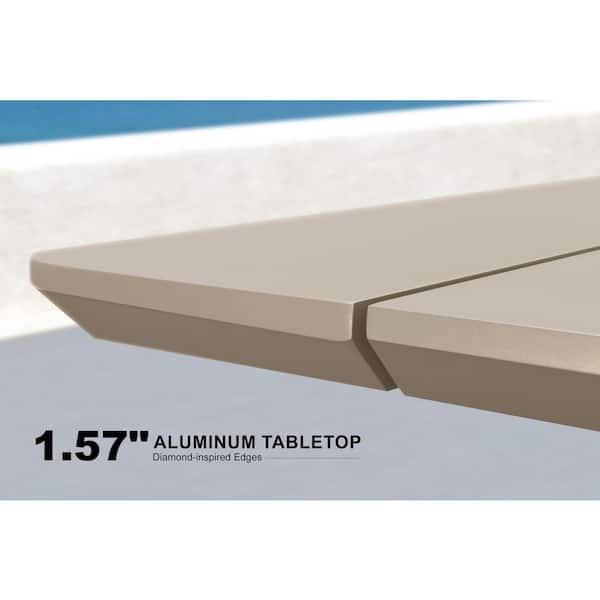 9-Piece Aluminum Outdoor Dining Set All-Weather Modern Rectangular Dining Table and Chairs with Olefin Cushions, Beige