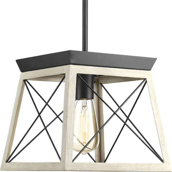 Briarwood Collection 1-Light Bleached Oak Kitchen Coastal Mini-Pendant Hanging Light