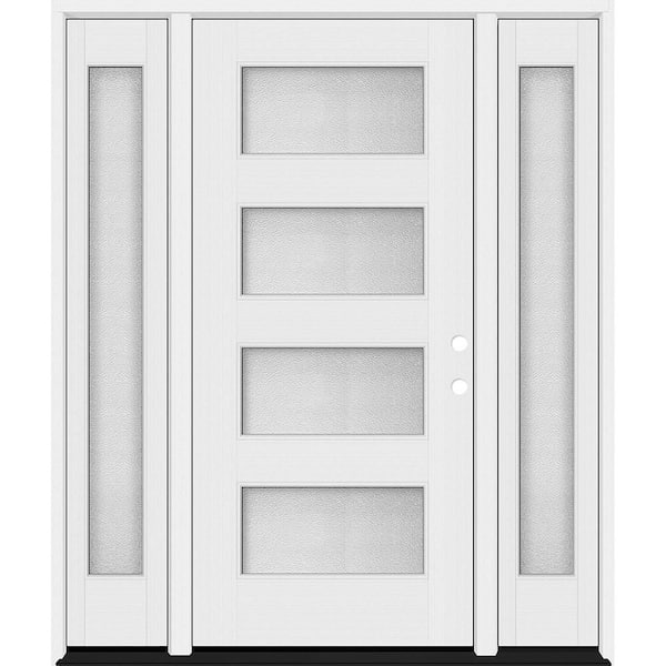 Palisade 68 in. x 80 in. 4L MicroGranite Impact Glass LHIS Unfinished Fiberglass Prehung Front Door w/Db-14in.SL6-9/16Jb