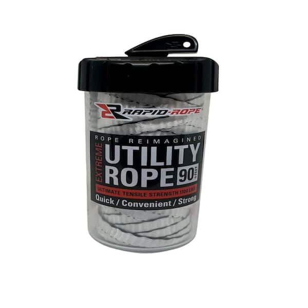 2 in. x 0.25 ft. Flat Braided White Extreme Utility Polyester Rope 1000 Plus lb. Tensile Strength