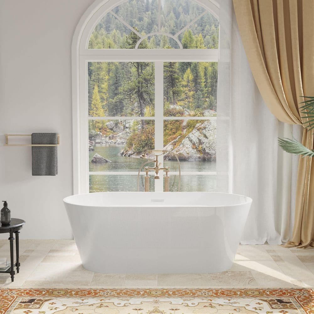 63 in. x 31.1 in. Acrylic Double Ended Soaking Bathtub with Chrome Overflow and Drain Included in Glossy White price history on PriceWatchPro