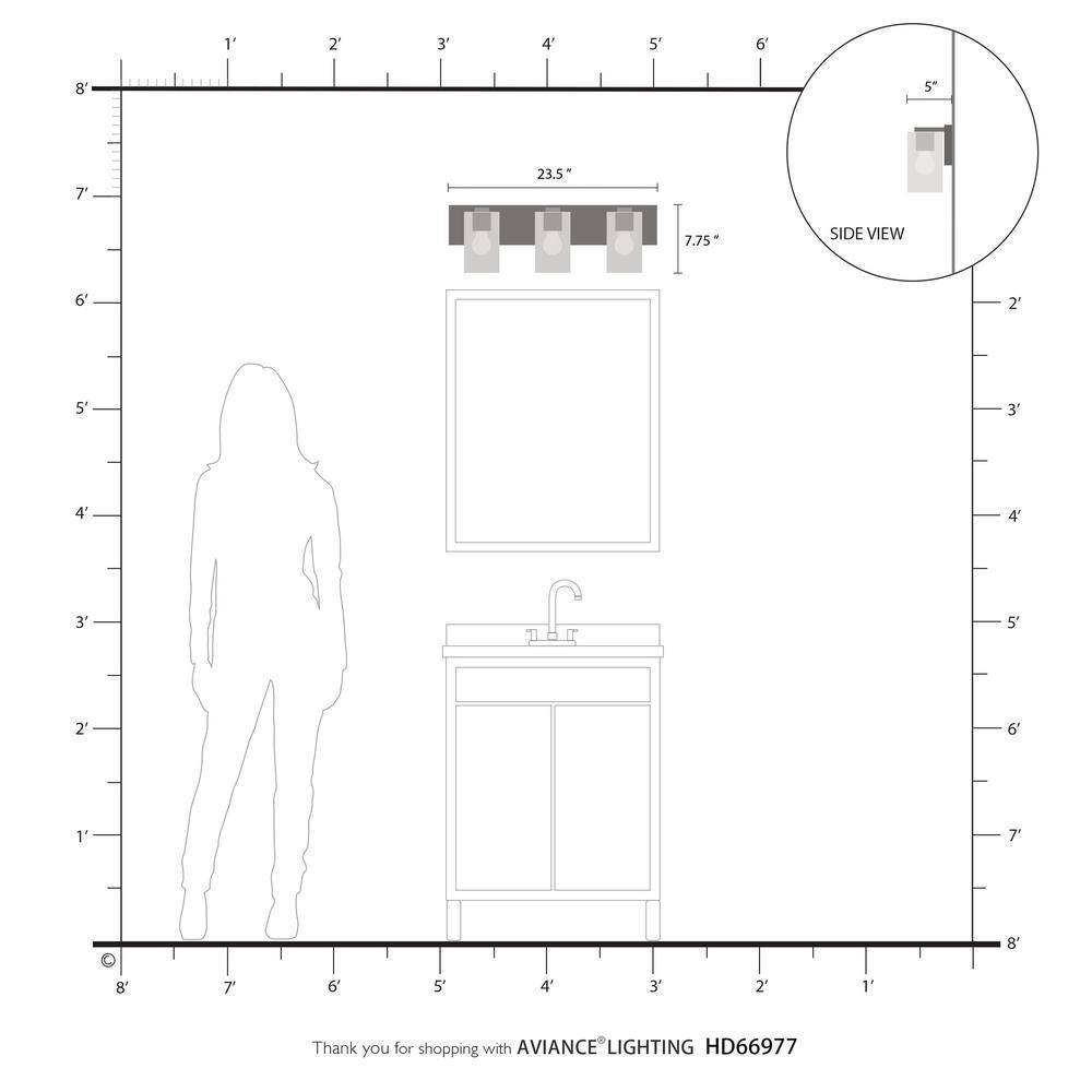 Zurich Collection 3-Light Brushed Nickel Vanity with Clear Glass